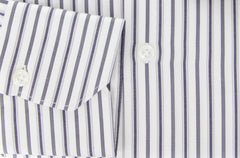 Finamore Napoli Gray Striped Cotton Twill Shirt  15.75/40