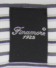 Finamore Napoli Gray Striped Cotton Twill Shirt 15.75/40