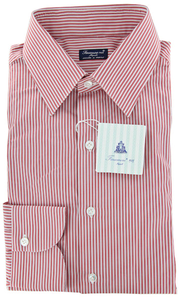 Finamore Napoli Red Shirt - Narrow Collar - 16.5/42