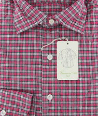 Finamore Napoli Pink Plaid Cotton Shirt - Extra Slim Fit - 16/41