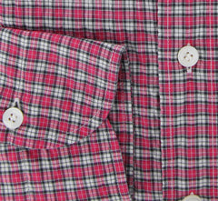 Finamore Napoli Pink Plaid Cotton Shirt - Extra Slim Fit - 16/41