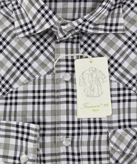 Finamore Napoli Beige Casual Plaid Twill Cotton Shirt -Extra Slim -15.5