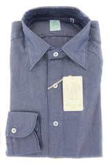 Finamore Napoli Dark Blue Shirt - Narrow Spread Collar - 16/41