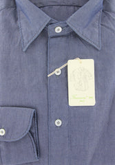 Finamore Napoli Dark Blue Shirt - Narrow Spread Collar - 16/41