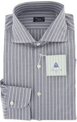 Finamore Napoli Gray Extra Wide Spread Collar Shirt 16/41