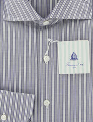 Finamore Napoli Gray Extra Wide Spread Collar Shirt 16/41