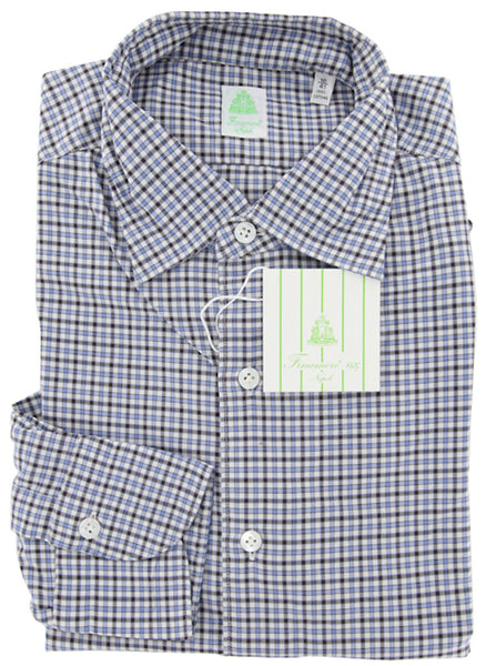 Finamore Napoli Light Blue Plaid Shirt - 16/41 - (25SEN01162101)