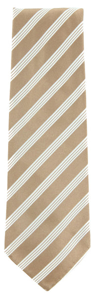 Finamore Napoli Light Brown Striped Tie - 3.25" x 58" - (TIESTRX188)