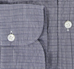 Finamore Napoli Blue Plaid Cotton Plain Weave Shirt 16/41