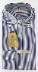 Luigi Borrelli Navy Blue Striped Casual Shirt - Extra Slim Fit - M/M