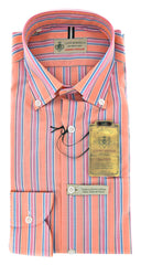 Luigi Borrelli Orange Striped Cotton Shirt - Extra Slim - 17/43 (GB4044)