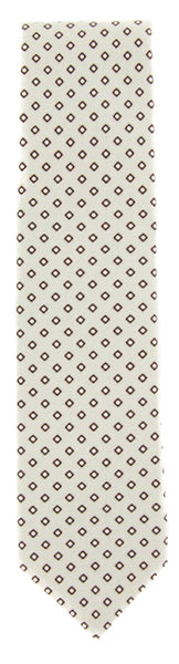 Luigi Borrelli Beige - White, Brown Geometric Tie - 2.75" x 58"