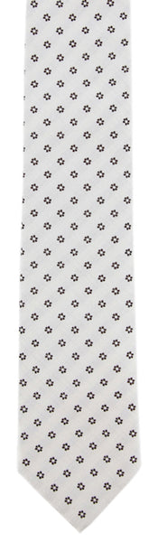 Borrelli White with Brown Floral Tie - 2.75" Wide