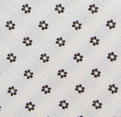 Borrelli White with Brown Floral Tie - 2.75" Wide