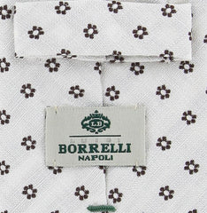 Borrelli White with Brown Floral Tie - 2.75" Wide