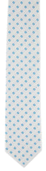 Borrelli White and Turqoise Blue Floral Tie - 2.75"