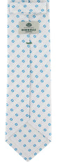 Borrelli White and Turqoise Blue Floral Tie - 2.75"
