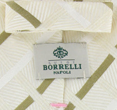 Luigi Borrelli White, Cream, Green Pattern Tie - 3.75" Wide