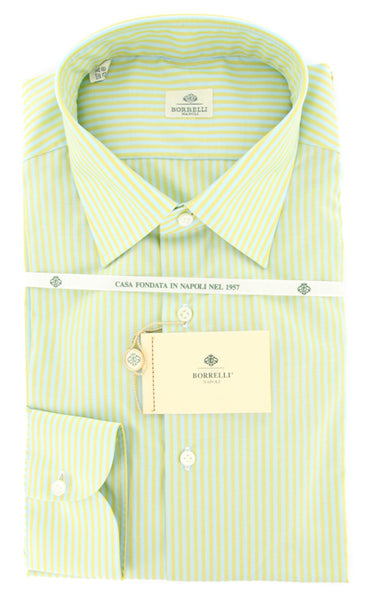 Luigi Borrelli Green Striped Shirt - Slim - 17/43 - (DR2069GI34)