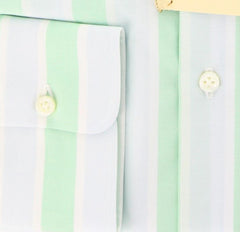 Luigi Borrelli Green Striped Shirt - Slim - 15.5/39 - (DR1581OVIDIO)