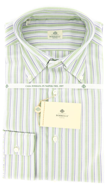 Luigi Borrelli Green Cotton Light Weight Fabric Shirt 16/41