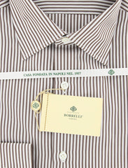 Luigi Borrelli Brown Striped Cotton Shirt 16/41