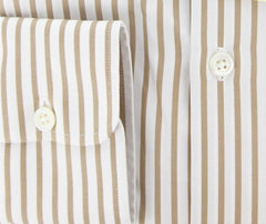 Luigi Borrelli Brown Medium Spread Collar Striped Cotton Shirt 16/41