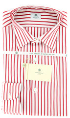 Luigi Borrelli Red Striped Cotton Shirt - Extra Slim - 15.75/40 - (GB6029)