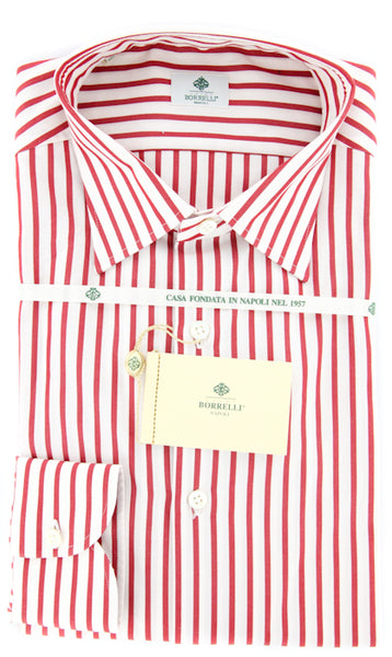 Luigi Borrelli Red Striped Cotton Shirt - Extra Slim - (GB6029) - Parent