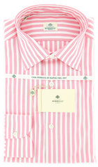 Luigi Borrelli Red Medium Spread Striped Cotton Shirt 15.75/40