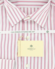 Luigi Borrelli Pink and Navy Blue Striped Shirt 17/43