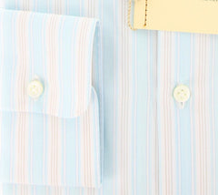 Borrelli Light Blue and Beige Striped Shirt - Extra Slim Fit - 17/43