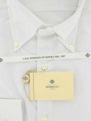 Borrelli Light Blue Striped Button Down Shirt - Slim Fit - 15.5/39