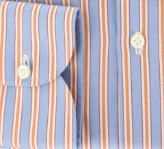 Luigi Borrelli Light Blue and Orange Stripe Shirt - Slim Fit - 15.75/40
