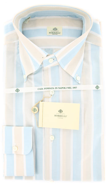 Borrelli Light Blue Striped Shirt - Slim - 15.75/40 - (DR1580OVIDIO)