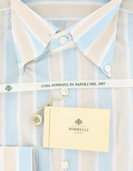 Borrelli Light Blue Striped Shirt - Slim - 15.75/40 - (DR1580OVIDIO)