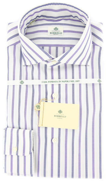 Borrelli Purple Striped Shirt - Extra Slim - 15.75/40 - (EV5236NANDO)