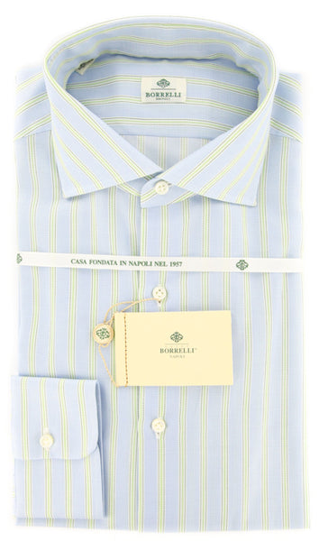 Borrelli Light Blue Striped Shirt - Extra Slim - 17/43 - (EV5257NANDO)