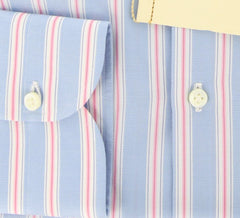 Borrelli Light Blue Striped Shirt - Narrow Spread Collar - 15.75/40