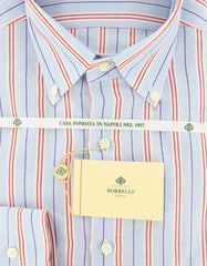 Borrelli Light Blue Striped Shirt - Slim - 15.5/39 - (DR412RALPH)