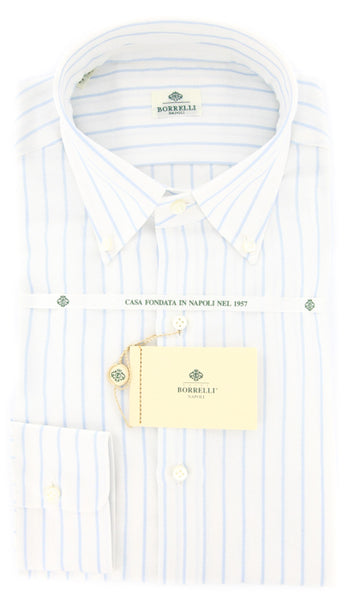 Luigi Borrelli Light Blue Striped Shirt - Slim - 16/41
