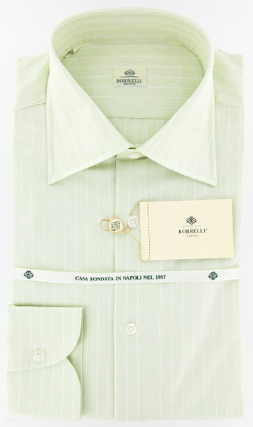 Luigi Borrelli Green Striped Shirt - Slim Fit - 16/41