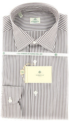 Borrelli Brown Striped Shirt - Extra Slim - 15.75/40 - (EV5268LEONARDO)