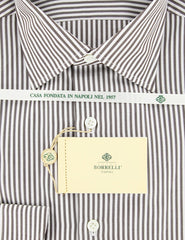 Borrelli Brown Striped Shirt - Extra Slim - 15.75/40 - (EV5268LEONARDO)