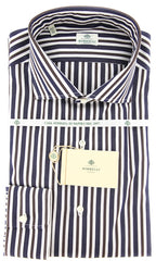 Borrelli Navy Blue Striped Shirt - Extra Slim - 17/43 - (EV5221NANDO)
