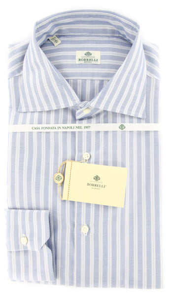 Borrelli Blue Striped Shirt - Extra Slim - 16/41 - (EV4977ROY)