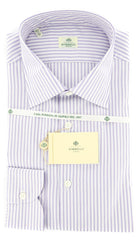 Luigi Borrelli Lavender Purple Striped Shirt - 17/43 - (EV5072LEONARDO)