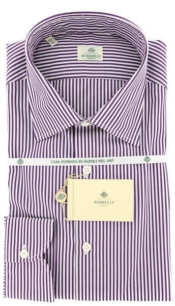 Borrelli Purple Striped Shirt - Extra Slim - 17/43 - (EV5080LEONARDO)