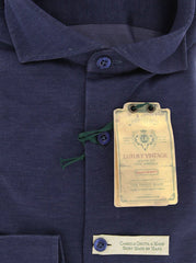 Borrelli Navy Blue Solid Shirt - Extra Slim - S/S - (MA4980070CLAUDIO)