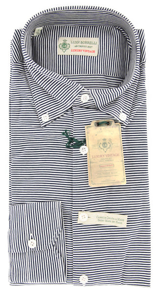 Luigi Borrelli Navy Blue Striped Shirt - M/M - (MA2820072STEFANO)